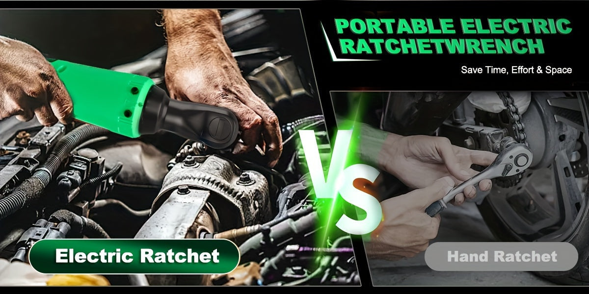 12V Cordless Ratchet Wrench Set 3/8 Drive 40 Ft-lbs Variable Speed – Fast Charge Lithium-Ion 7 Sockets for Automotive Repair DIY & Home Maintenance