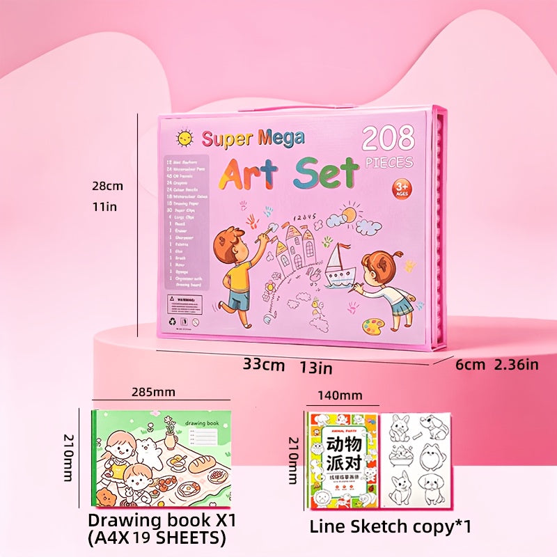 228 Piece Kids Art Supplies Set, Deluxe Painting & Drawing Kit with Oil Pastels, Crayons, Colored & Acrylic Markers, Watercolor Brushes & Drawing Pad, Gift for Kids