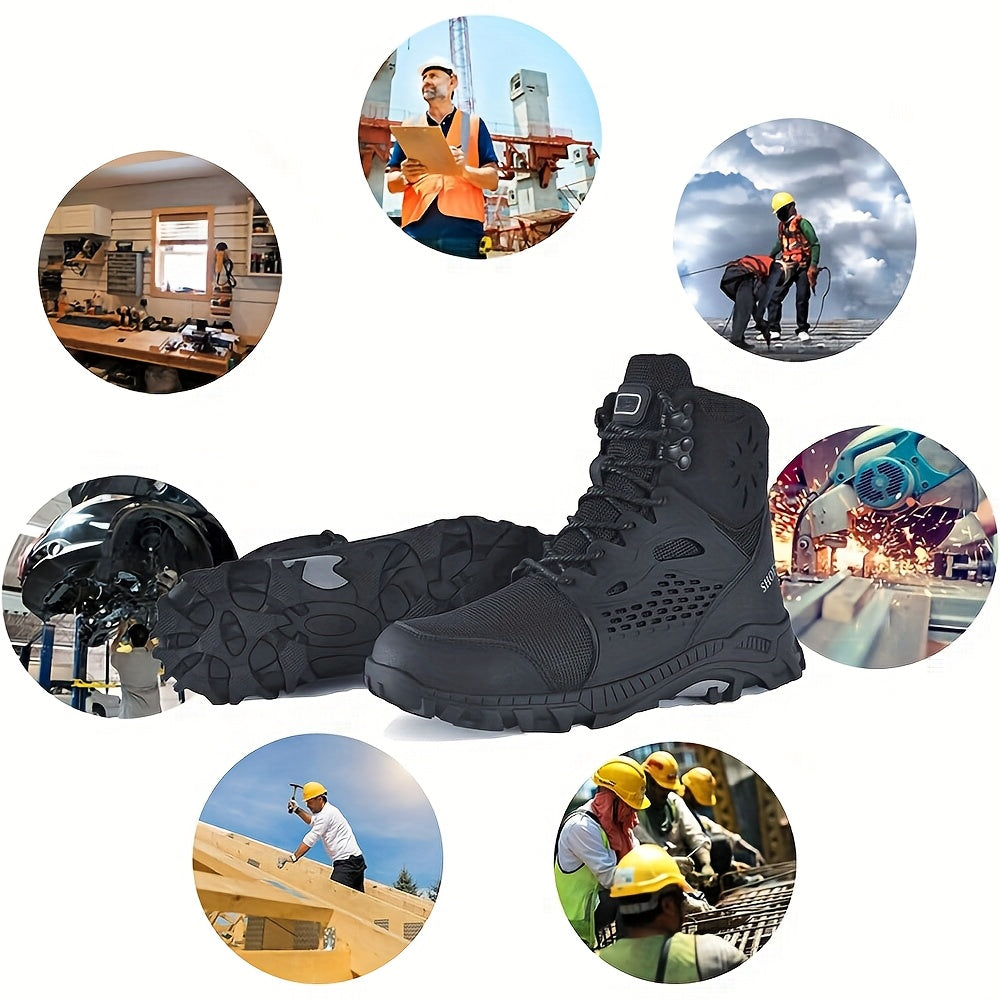 Steel Toe Boots for Men & Women – Waterproof Work Construction Safety Shoes with Anti-Piercing Kevlar Midsole, Non-Slip Rubber Sole, ASTM F2413-18 Compliant, Sizes US 4.5–13.5, Black