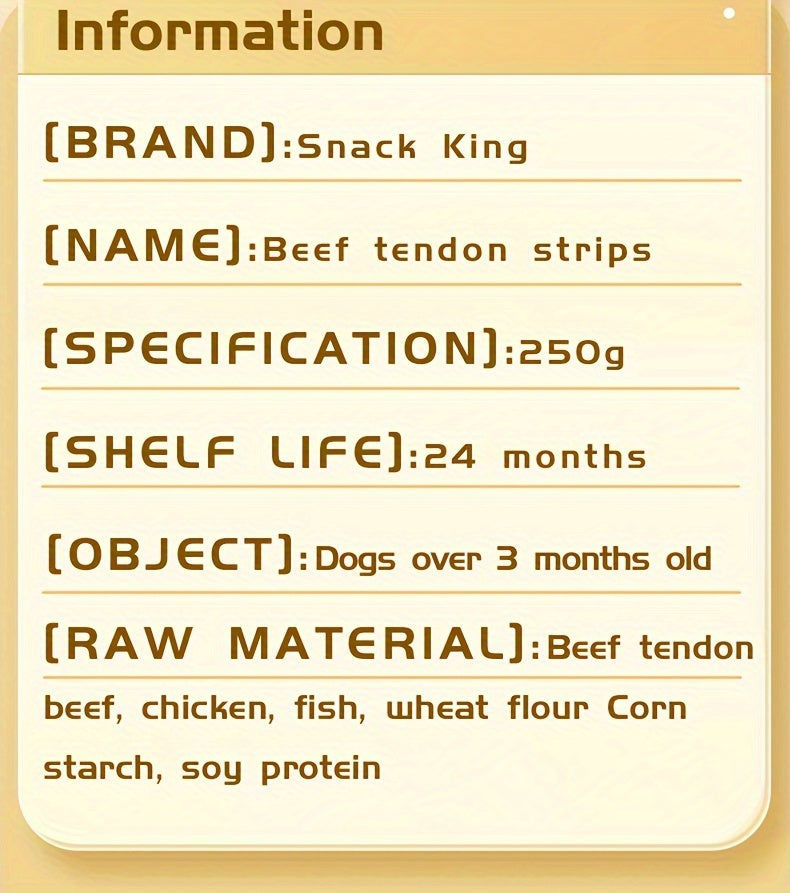 Dried Beef Tendon Dog Chews Natural High-Protein Jerky Treats Chew Sticks for Training Rewards Dental Health All Breeds Small Medium Large Dogs 250g 500g 2-Pack