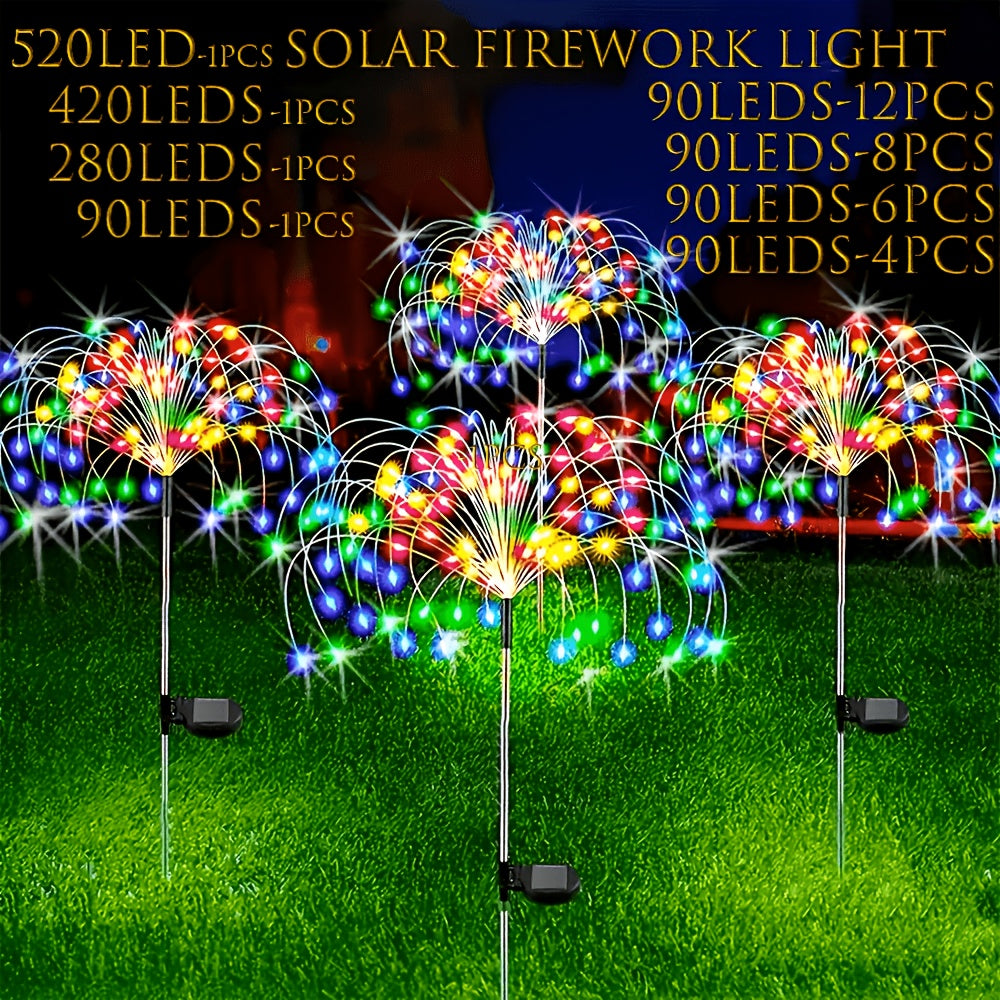 Solar Firework Garden Lights Outdoor – 8 Modes LED Smart Sensor Auto Dusk to Dawn Waterproof Landscape Lighting for Garden Patio Walkway Yard Lawn Party Wedding 60 200 360 LED Multi-Pack