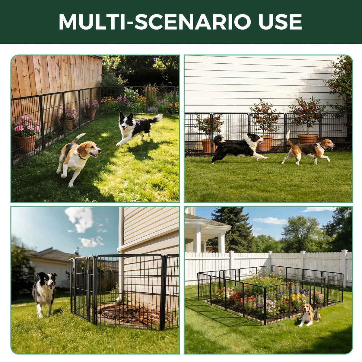 Heavy Duty Metal Dog Playpen with Gate 8 16 24 32 48 Panels 24 32 40 50 Inch Indoor Outdoor Pet Exercise Pen Fence for Large Medium Small Dogs Portable Yard Garden RV Camping by FXW
