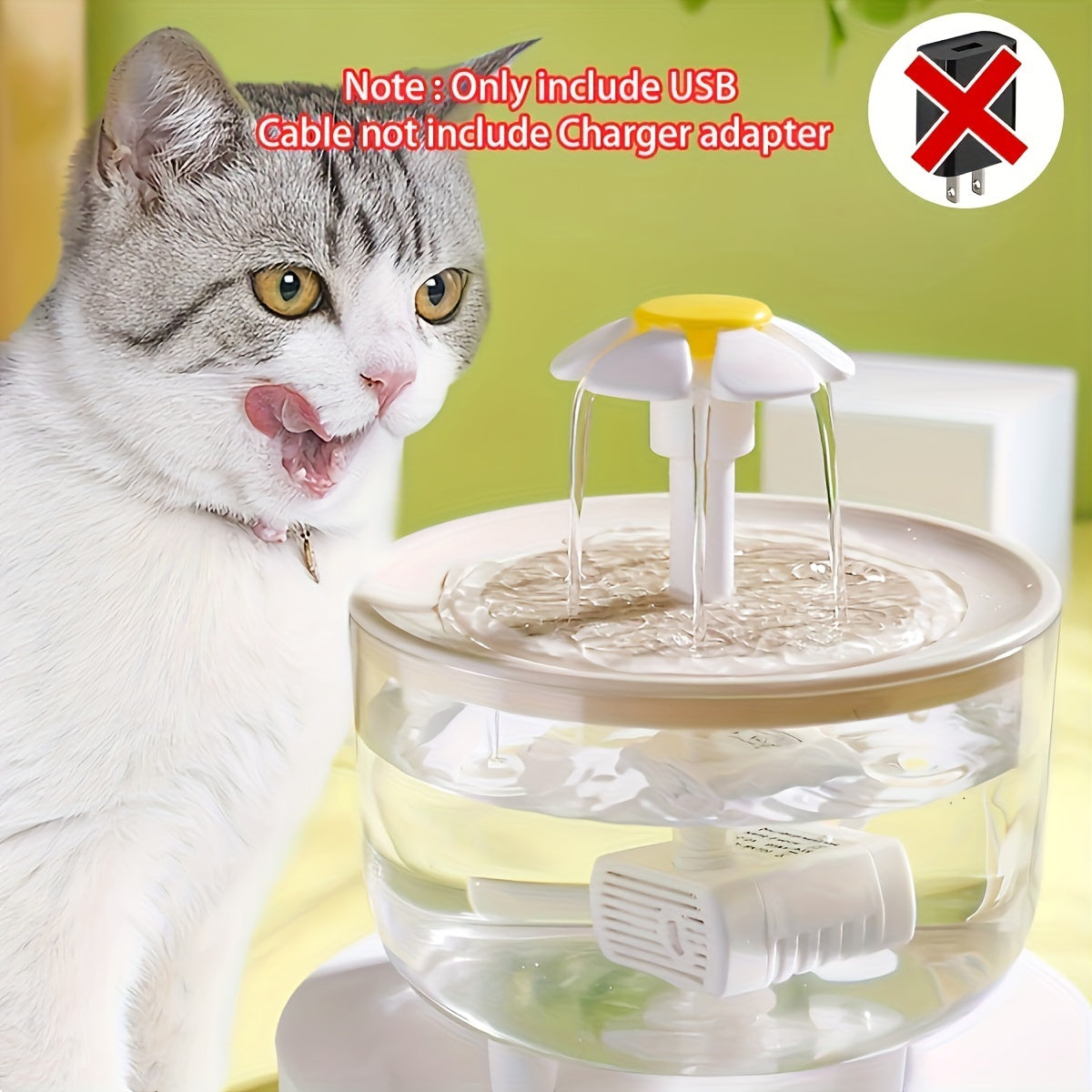Cat Water Fountain 50oz Quiet USB-Powered BPA-Free - Automatic Drinking Fountain for Cats & Small Animals, Easy to Clean, No Battery Required, Continuous Fresh Filtered Water Dispenser