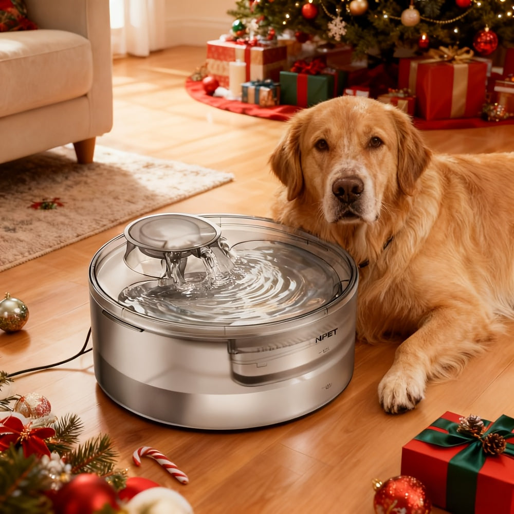 Automatic Pet Water Fountain 1.3 Gallon 5L Large Capacity Splatter Guard Cleaning Kit USB Low Voltage Multi-Filter Options for Dogs Cats Multiple Pets White