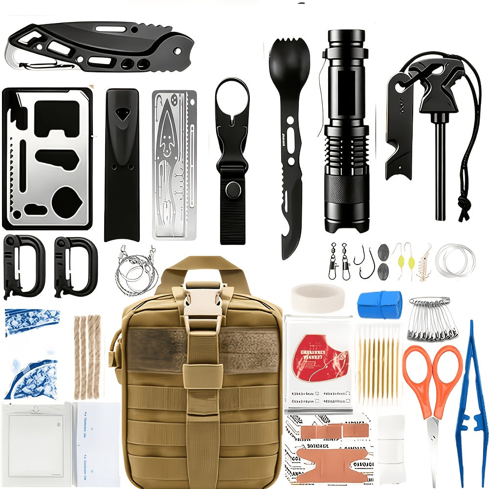 242-Piece Survival Kit – Outdoor Emergency Gear with Fire Starter & First Aid Tools for Camping Hiking Travel Car School, Men & Women Gift, Multiple Colors