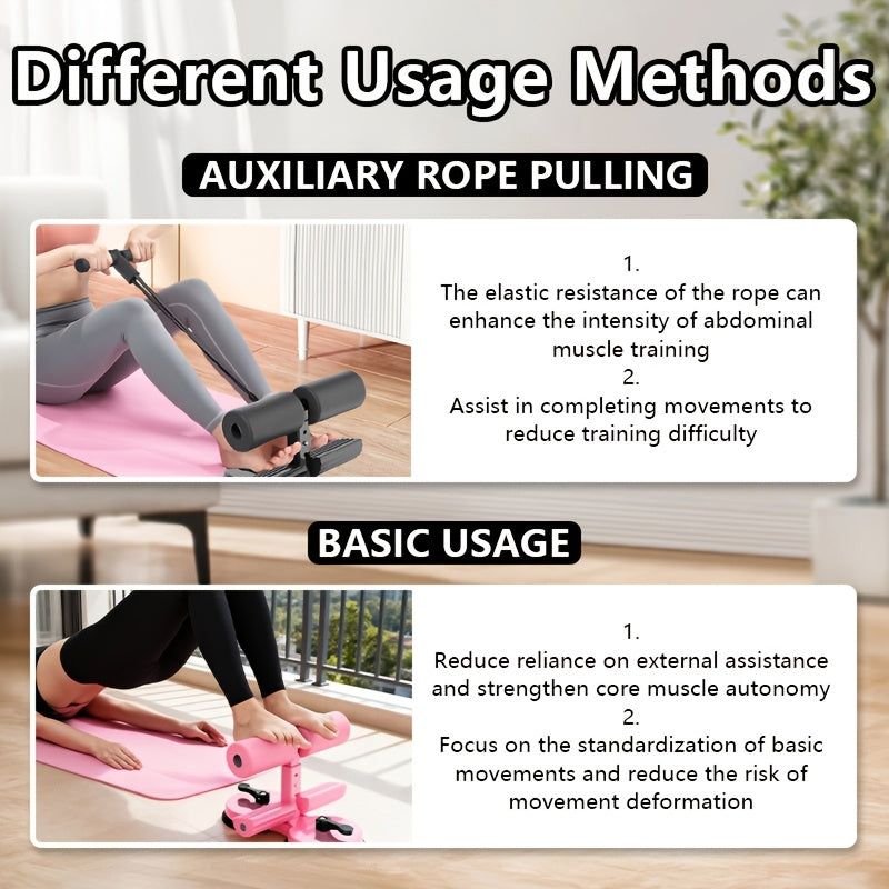 Portable Sit Up Bar 3-Section Adjustable with Dual Suction Cups & Resistance Bands – Lightweight Home Core Fitness Equipment for Ab Workouts Crunches Sit-Ups, Small Space Home Gym, Beginner Friendly
