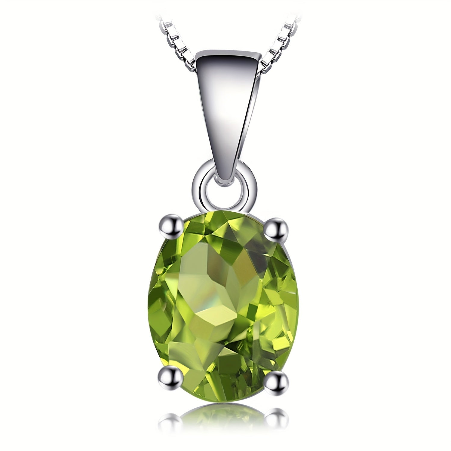 925 Sterling Silver Natural Gemstone Oval Cut Pendant Necklace for Women – Amethyst Citrine Garnet Peridot Topaz Multi-Faceted Fine Jewelry, Elegant Dating Daily Gift for Girls