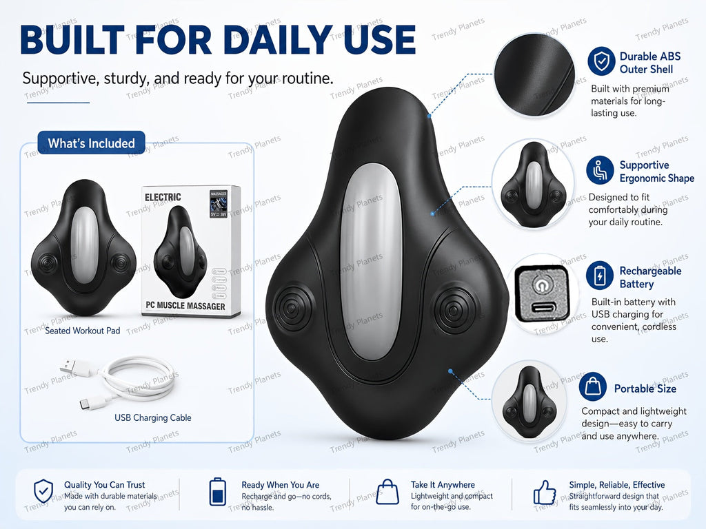 Electric Pelvic Floor Trainer – Cordless Kegel Cushion Device with 6 Vibration Modes for Pelvic Floor Exercises & Muscle Relaxation, Quiet Rechargeable Fitness Equipment for Men & Women at Home