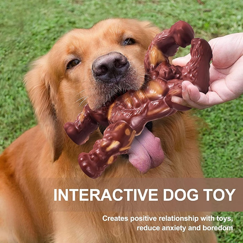 Durable Dog Chew Toy for Medium Large Dogs Unbreakable Beef Flavor Rubber Chew Stick Safe Teething Gum Health Training Toy for Aggressive Chewers by KYLINSURE Long-Lasting