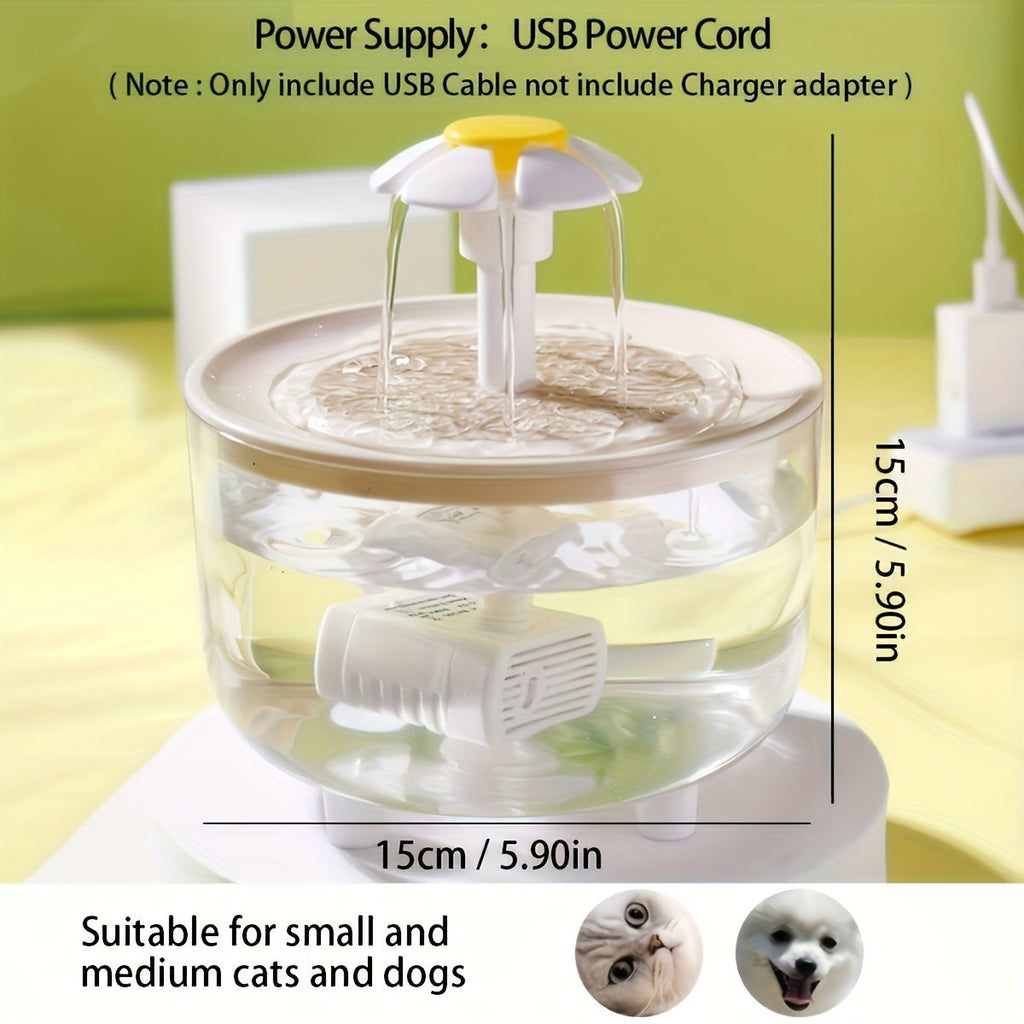 Cat Water Fountain 50oz Quiet USB-Powered BPA-Free - Automatic Drinking Fountain for Cats & Small Animals, Easy to Clean, No Battery Required, Continuous Fresh Filtered Water Dispenser