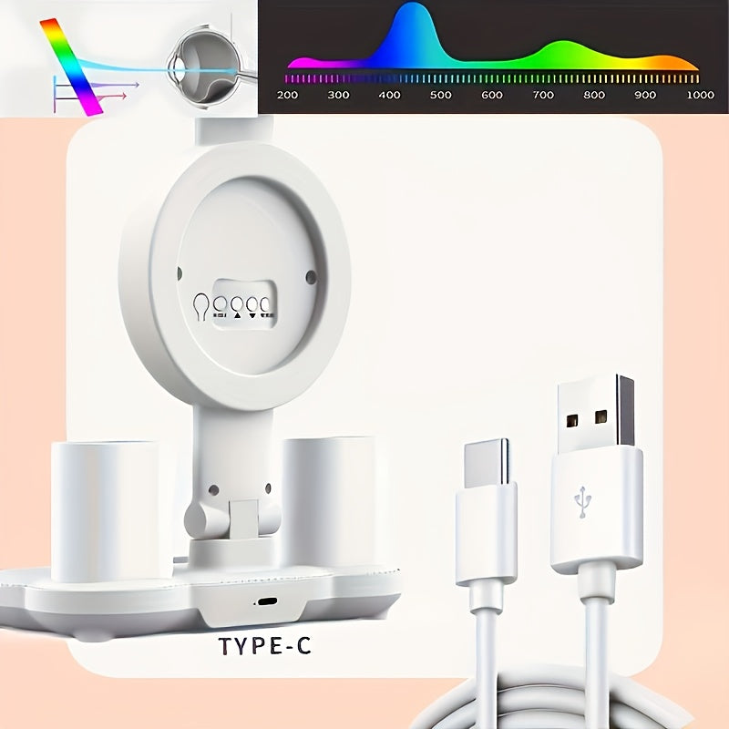 Smart Touch LED Desk Lamp USB Powered Dual-Head Dimmable Color-Changing with Built-In Fan Night Light Eye-Friendly for Home Office Dorm Study Bedroom No Battery Required