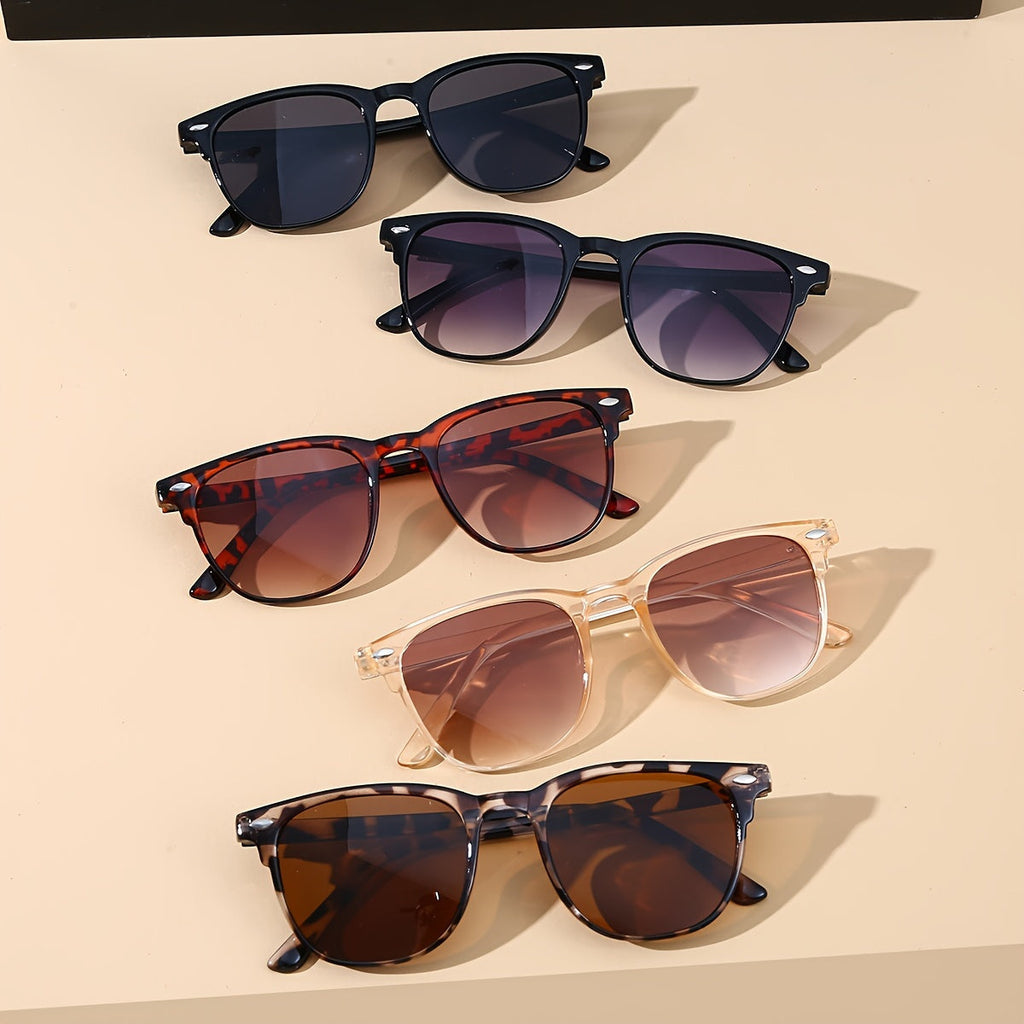 Polarized Round Sunglasses 5 Pack Unisex – UV Protection Retro Circle Frame Lightweight Fashion Eyewear for Women Men Teens Beach Festival Outdoor Everyday Wear