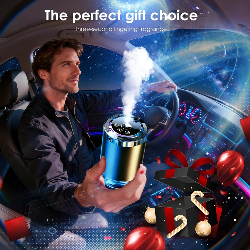 Smart Car Aroma Diffuser with Essential Oils Included – USB Powered Starry Sky Projection Humidifier Ambient Light Air Freshener Ocean Osmanthus Cologne Scent 1.69oz for Car Interior