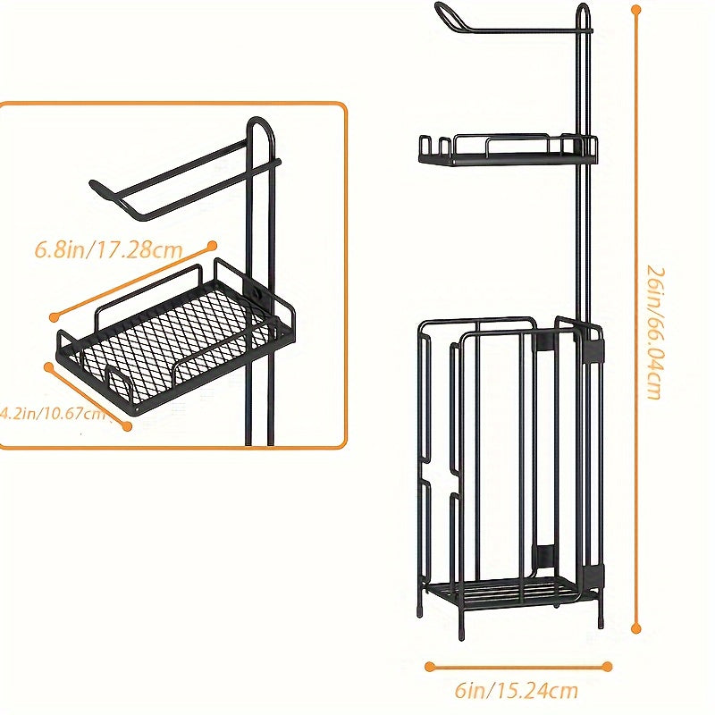 Freestanding Toilet Paper Holder – Metal Stand with 3 Reserve Roll Storage, Modern Bathroom TP Dispenser, No Drilling Required, Housewarming & Christmas Gift