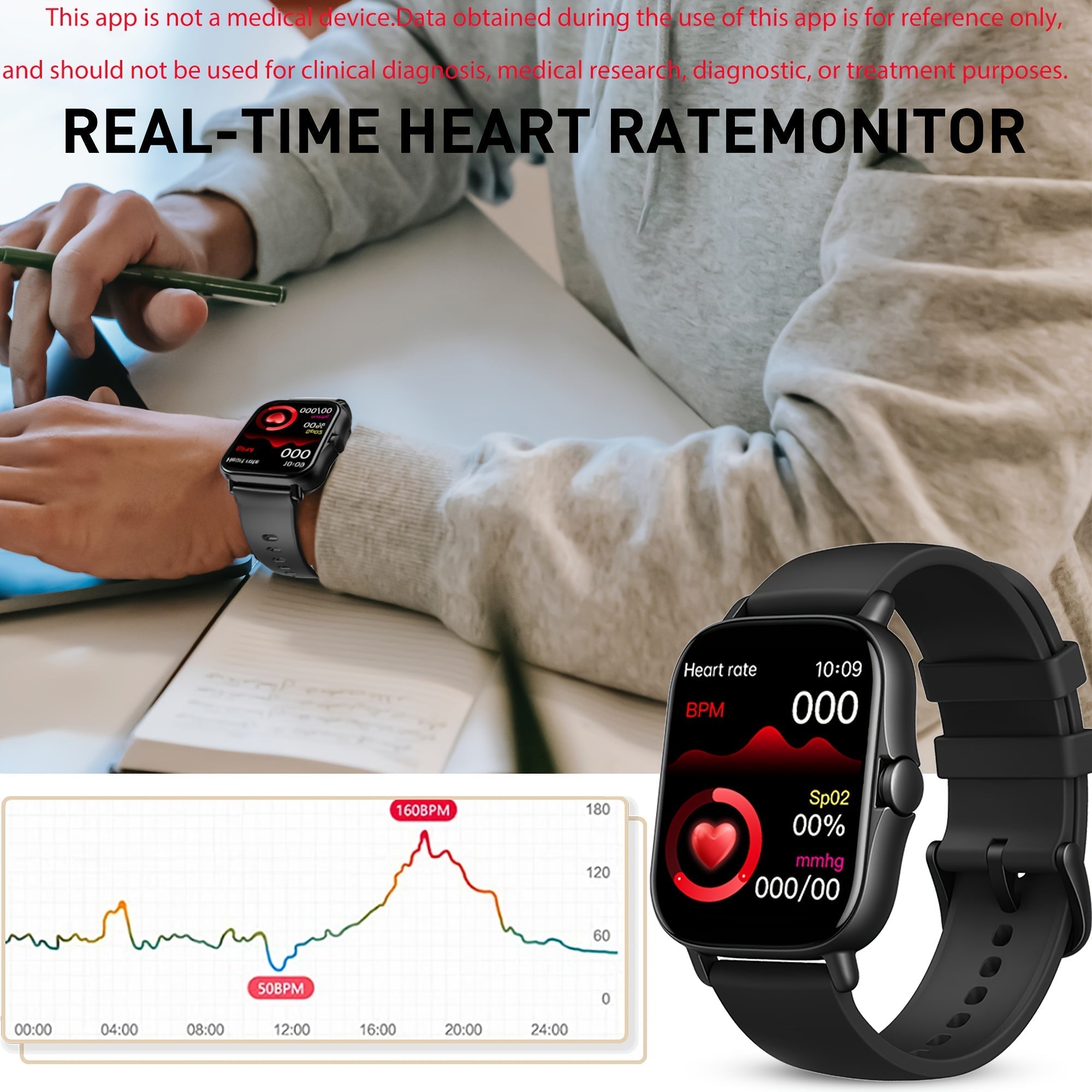 Smart Watch with Call & SMS for Android iPhone – Fitness Tracker with Heart Rate Monitor, Pedometer, Calorie Counter, Multi-Sport Modes, Customizable Watch Faces, Unisex Design, Black Pink Gold