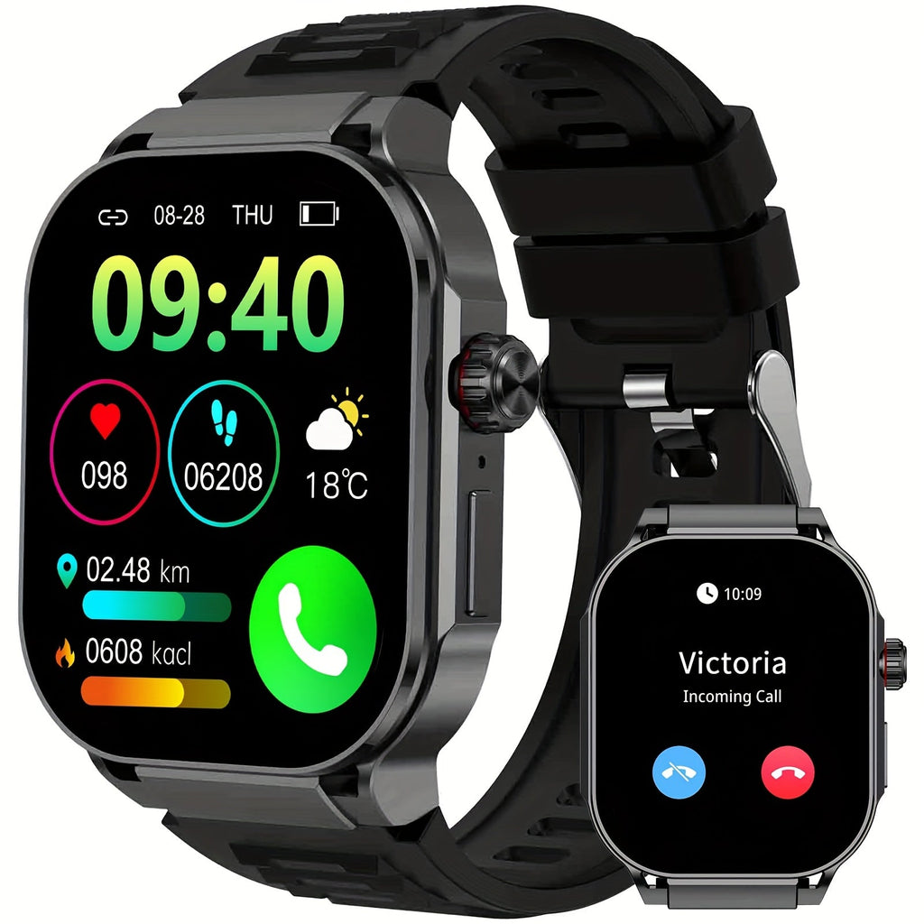Smartwatch with AI Voice Command 2.1" HD Full Screen Bluetooth 5.3 – 400mAh Battery, Wireless Calls, SMS Alerts, 123+ Sports Modes, Music Playback, Heart Rate & Fitness Tracker for Men Women