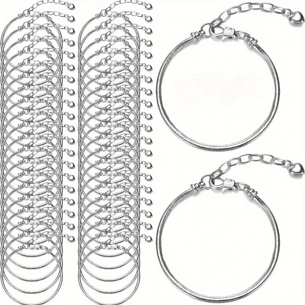 20-Piece Snake Chain Adjustable Bracelet Set 6.29 Inch Charm Bracelets with Lobster Clasp Extension Chain for Women DIY Jewelry Making Craft Supplies Beginner Gift