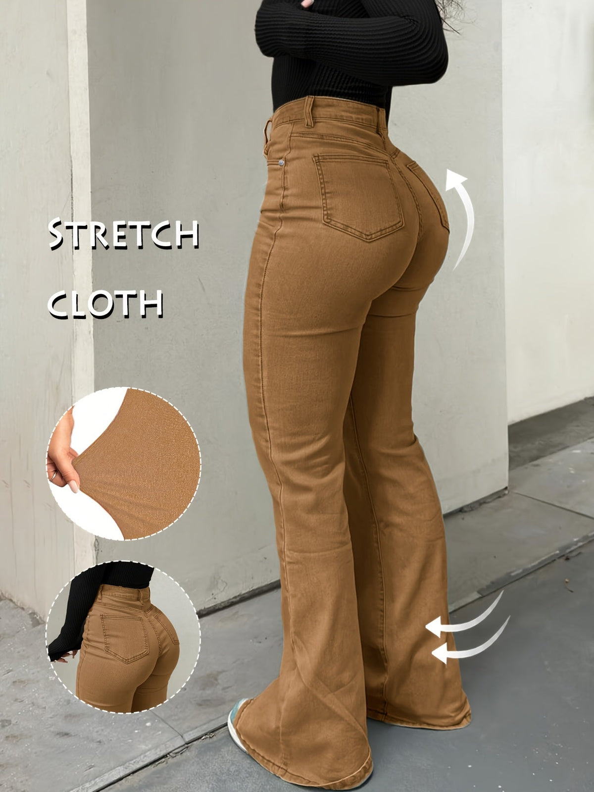 Y2K Vintage High-Waist Straight Leg Denim Jeans Women High Elastic Waistband Solid Color Long Pants 12 Colors XS-XXL Streetwear