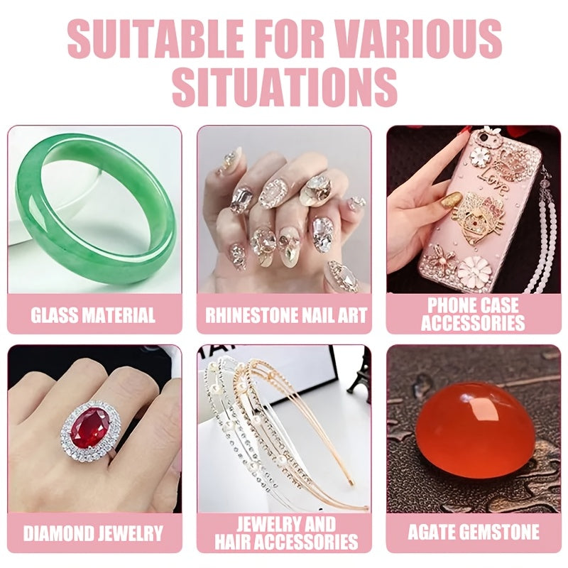 Professional Jewelry Adhesive High-Strength Fast-Drying Craft Glue with Precision Steel Needle Applicator – For Bonding Metal Plastic Jewelry Repairs DIY Ornament Making and Shoe Repairs