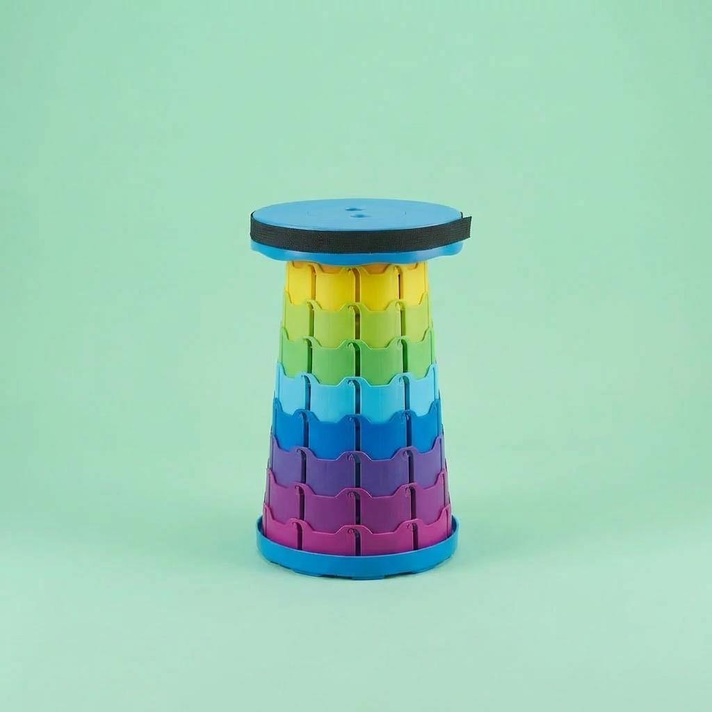 Collapsible Camping Stool 400 Lbs Capacity Ultra-Portable Lightweight Folding Seat - Folds Flat Fits in Backpack for Camping, Hiking, Fishing & Indoor Outdoor Use - Rainbow Option Available