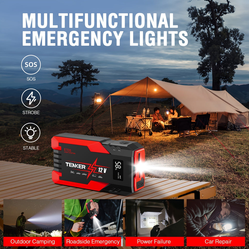 4000A/6000A Car Jump Starter with 150 PSI Air Compressor – 2-in-1 Portable Battery Booster & Tire Inflator, USB Fast Charge Power Bank, 3-Mode Flashlight for Cars, Trucks, Motorcycles & SUVs