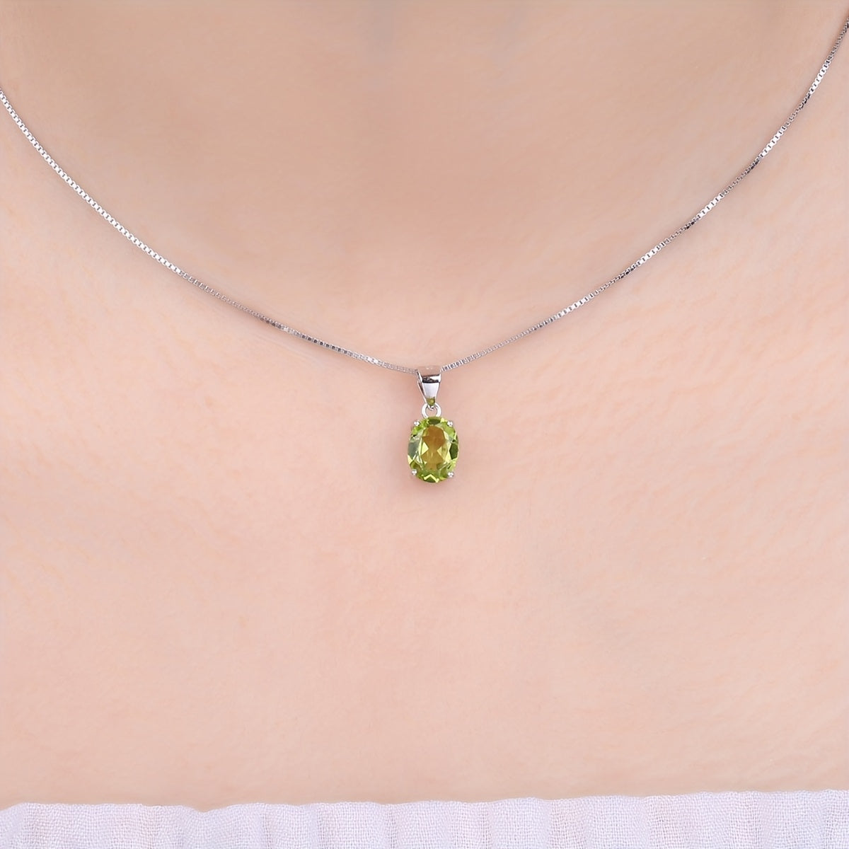 925 Sterling Silver Natural Gemstone Oval Cut Pendant Necklace for Women – Amethyst Citrine Garnet Peridot Topaz Multi-Faceted Fine Jewelry, Elegant Dating Daily Gift for Girls