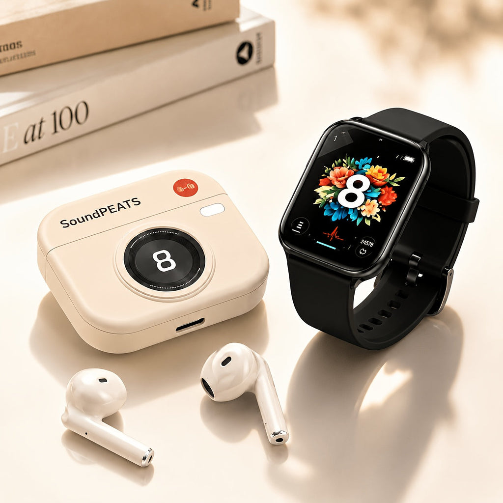 Smartwatch & Wireless Bluetooth Earphones Combo Set – GPS Tracking Health Monitor Sleep Tracker Wireless Calling Compatible with Android & iPhone Gift Set for Men Women Teens