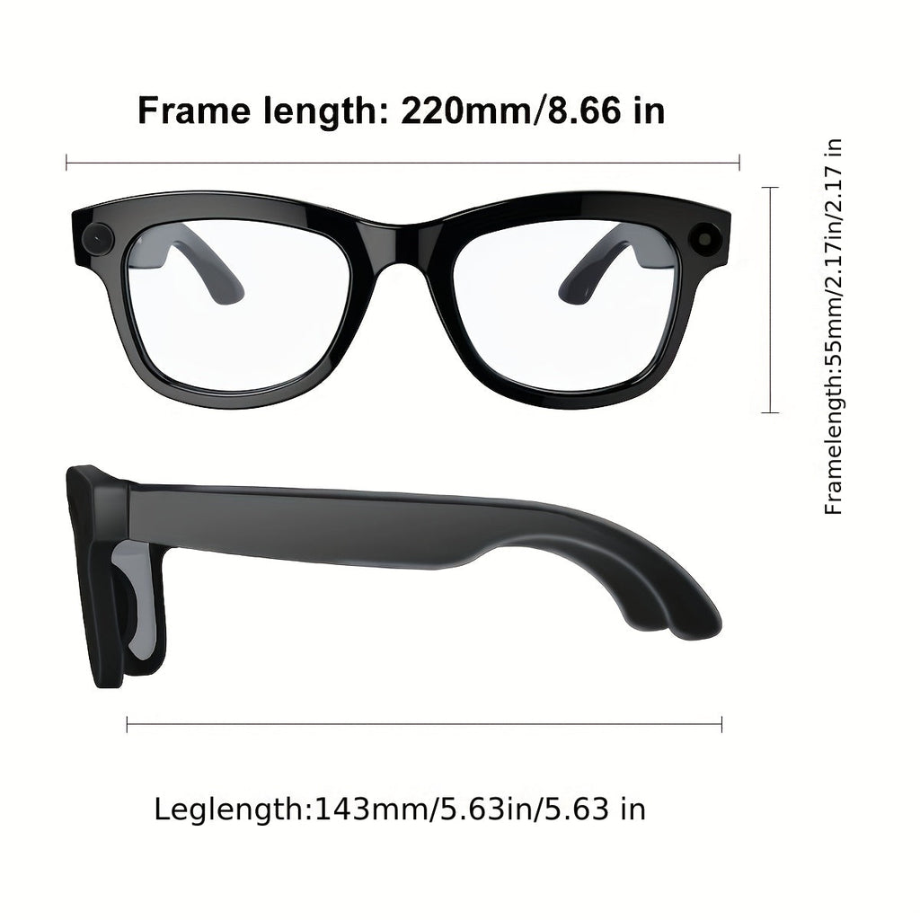 Smart Camera Glasses 8MP Ultra-Wide 1080P HD – AI Voice Control, Bluetooth 5.4, WiFi, Blue Light Blocking, 4H Playtime, Immersive Audio, Wearable Tech Glasses for Video, Music & Hands-Free Use