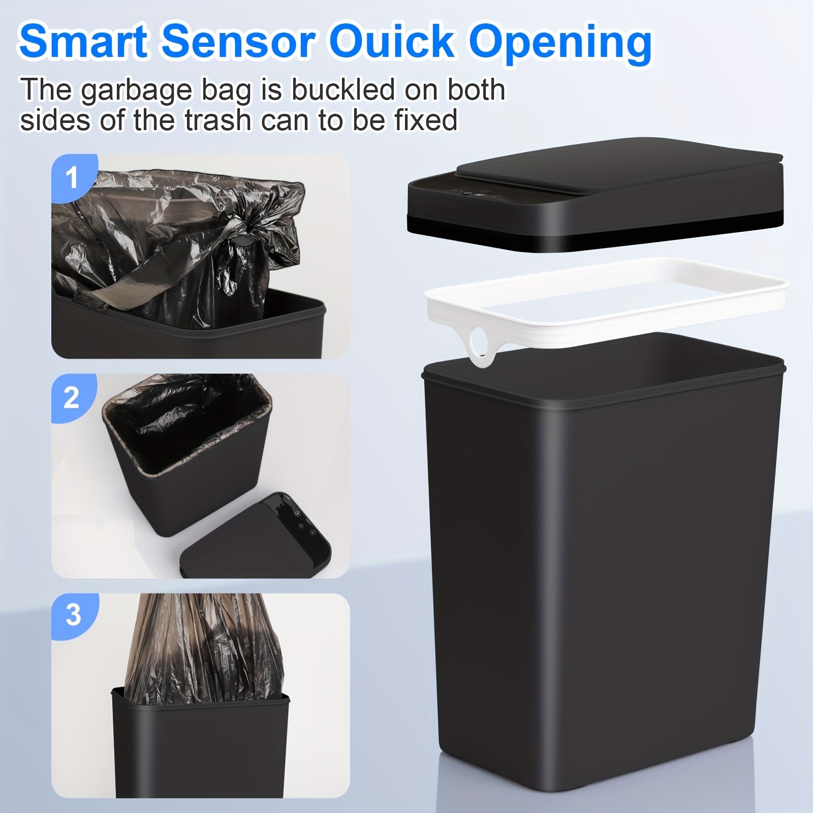Automatic Touchless Trash Can 2-Pack – 2.8 Gallon Motion Sensor Garbage Can with Lid, Slim Smart Trash Bin for Bathroom, Bedroom, Office & Living Room