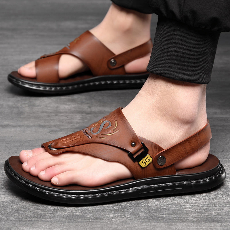 Arch Support Slip-On Men's Hiking Sandals Open Toe – Lightweight All-Season Sports Beach Walking Outdoor Shoes, Black Grey Brown, Wide Sizes US 7–13.5