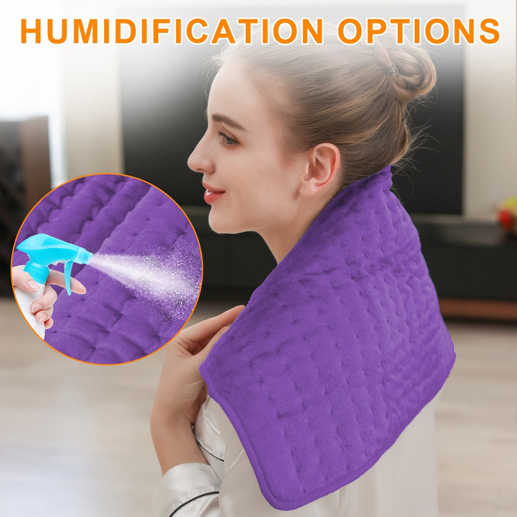 Extra Large Heating Pad 24"x12" for Back Neck Shoulders & Full Body – 6 Heat Settings 104–140°F, Wet & Dry Heat, Auto Shut-Off Timer, Machine Washable Ultra-Soft Flannel Electric Pad for Pain Relief