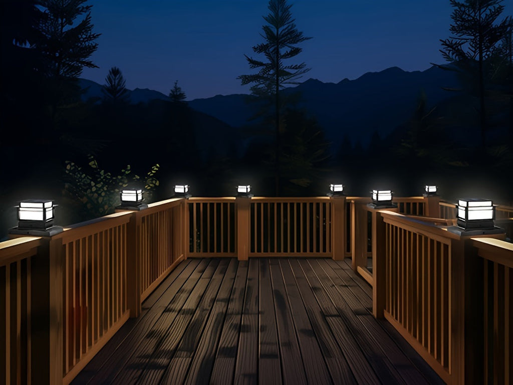 Solar Post Cap Lights 6 Pack Outdoor LED – Waterproof Dusk-to-Dawn Auto On/Off Solar Fence Post Lights for Deck, Porch, Patio, Garden, Stair & Yard Decoration