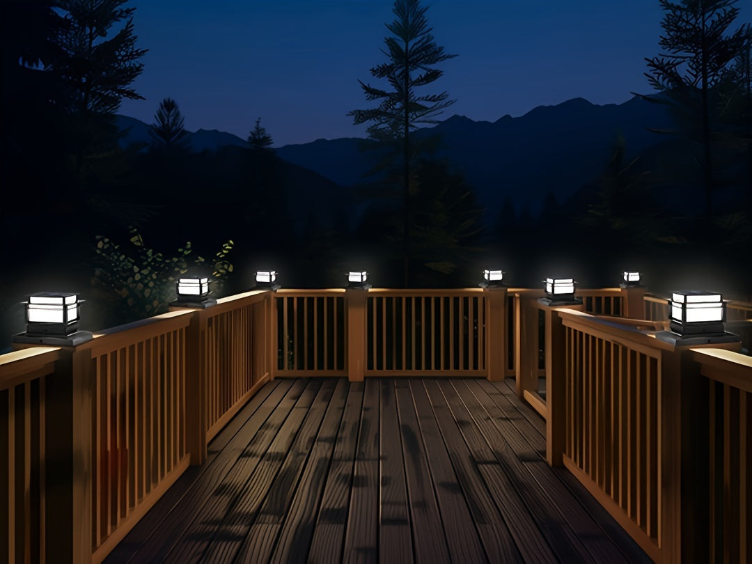 Solar Post Cap Lights 6 Pack Outdoor LED – Waterproof Dusk-to-Dawn Auto On/Off Solar Fence Post Lights for Deck, Porch, Patio, Garden, Stair & Yard Decoration