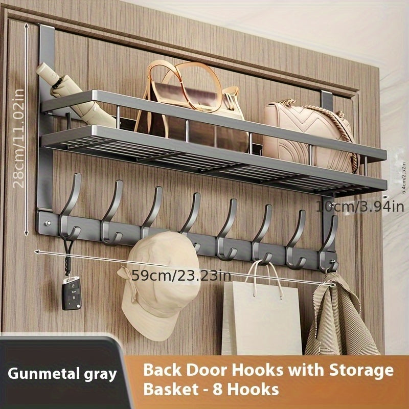 Over-the-Door Storage Rack with Hooks Heavy Duty Metal Organizer for Bedroom Bathroom Kitchen Closet Door Hanger No Tools Required 4 to 8 Hooks