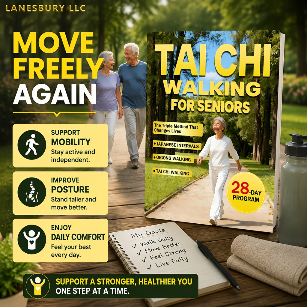 Tai Chi Walking for Seniors Book – 28-Day Triple Method for Gentle Weight Loss with Japanese Interval Walking & Qigong, Low-Impact Fitness Guide for Older Adults