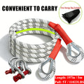 Heavy Duty Tow Rope and Hook Combo Set 196.85 Inch Nylon Recovery Rope 5 18 20 Ton with 2 Steel U-Hooks and Storage Bag Off-Road Vehicle Recovery for Truck SUV UTV ATV Jeep 3 Size Options