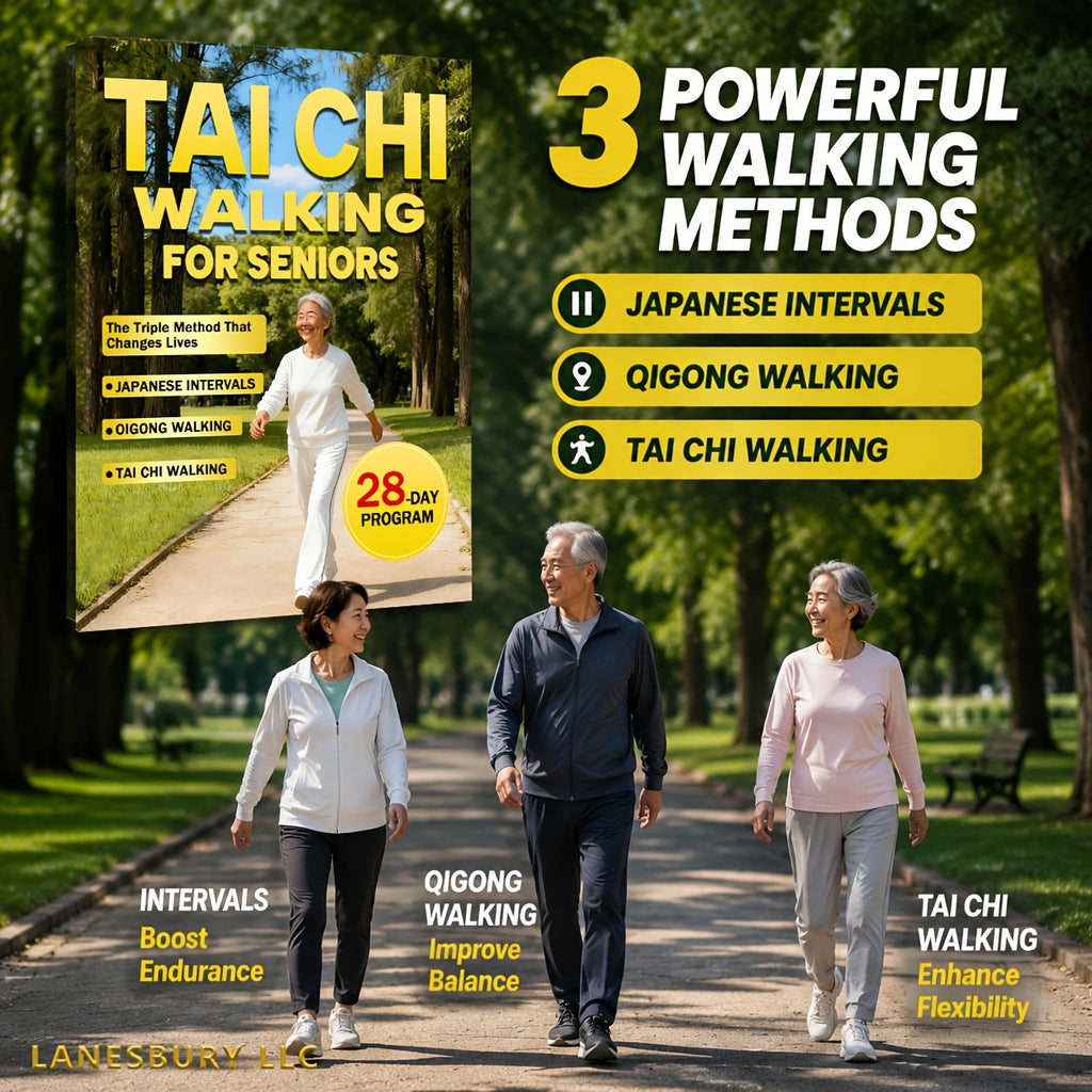 Tai Chi Walking for Seniors Book – 28-Day Triple Method for Gentle Weight Loss with Japanese Interval Walking & Qigong, Low-Impact Fitness Guide for Older Adults