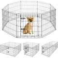 Foldable Dog Playpen 8 Panel – Heavy-Duty Metal Pet Kennel with Gate for Indoor & Outdoor Use, Portable Exercise Fence Cage for Small Dogs & Animals, Available in 24"/30"/36" Heights