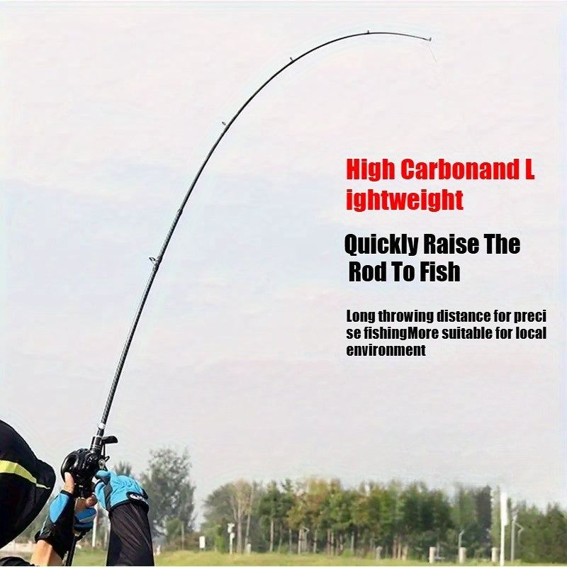 Carbon Fiber Lure Fishing Rod 180cm – Lightweight M-Power Two-Section Rod with Wooden Handle, Universal for Freshwater & Saltwater, Ideal for Bass Trout & All-Water Lure Fishing