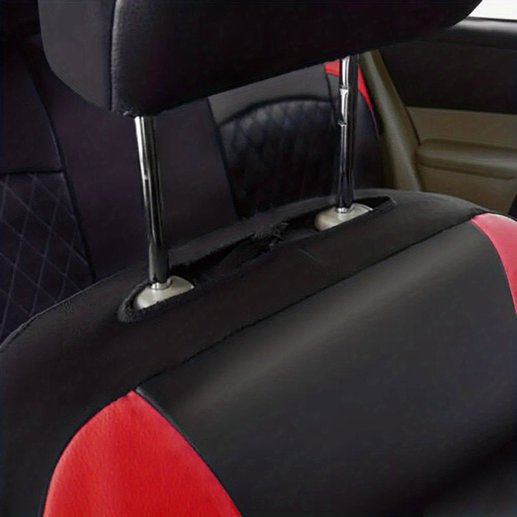 Quilted PU Leather Car Seat Covers Waterproof Sponge Padded All-Season Universal Fit Cars SUVs Trucks Gray Black Red Blue Single or 12-Piece Full Set Interior Protection | Nova Mart