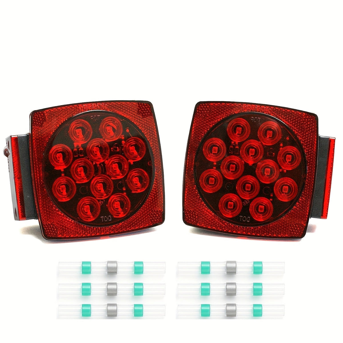 12V LED Trailer Lights Kit Stop Tail Turn Signal License Plate Light for Trailers Under 80 Inch Square LED Tail Lights for Boat Trailer Truck RV Camper Marine with Wiring Kit Options