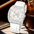 Minimalist Quartz Watch for Men Silicone Strap – Round Dial Alloy Case Fashion Casual Sports Business Wristwatch 5 Colors White Black Green Blue Brown, Perfect Gift for Him