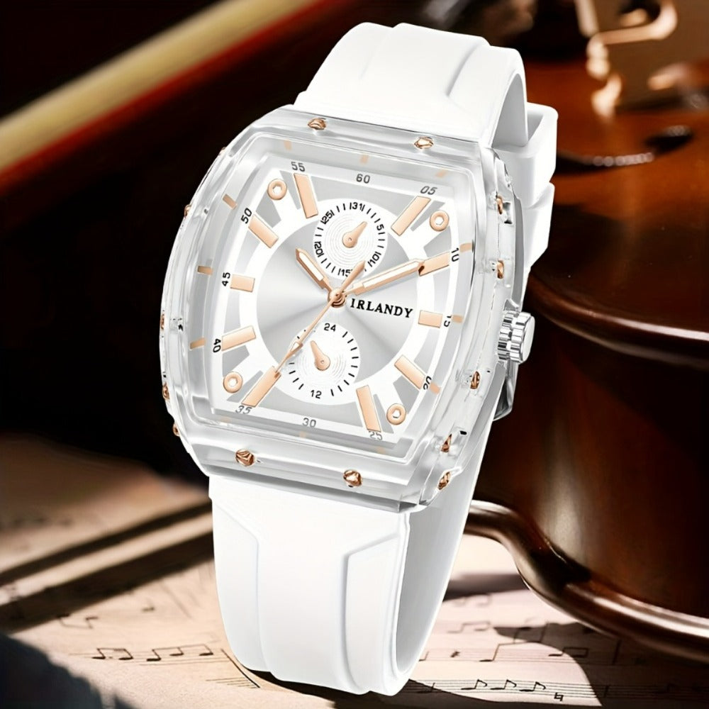 Minimalist Quartz Watch for Men Silicone Strap – Round Dial Alloy Case Fashion Casual Sports Business Wristwatch 5 Colors White Black Green Blue Brown, Perfect Gift for Him