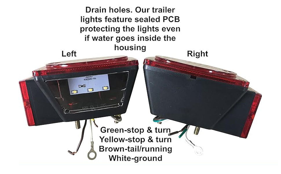12V LED Trailer Lights Kit Stop Tail Turn Signal License Plate Light for Trailers Under 80 Inch Square LED Tail Lights for Boat Trailer Truck RV Camper Marine with Wiring Kit Options
