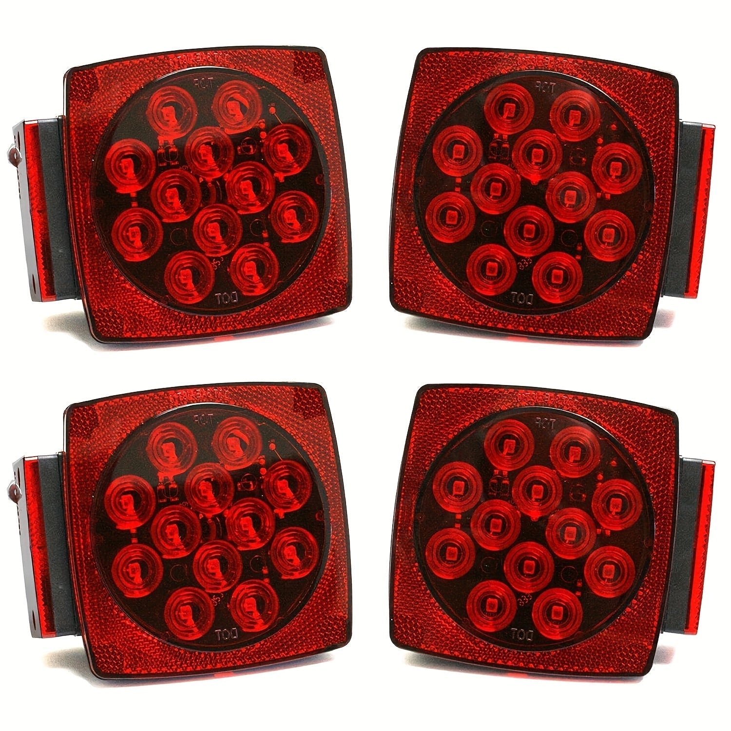 12V LED Trailer Lights Kit Stop Tail Turn Signal License Plate Light for Trailers Under 80 Inch Square LED Tail Lights for Boat Trailer Truck RV Camper Marine with Wiring Kit Options