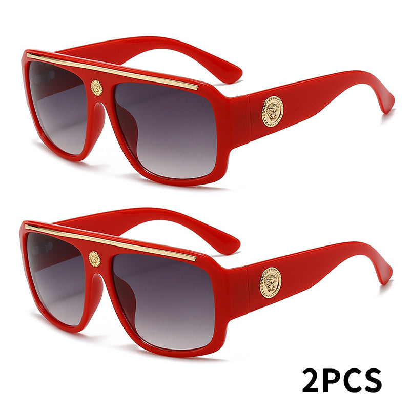 2-Pack Men's Cyberpunk Square Fashion Glasses with Metal Frame – Lightweight Street Style Sunglasses for Men, 8 Color Options, Daily Wear & Gift