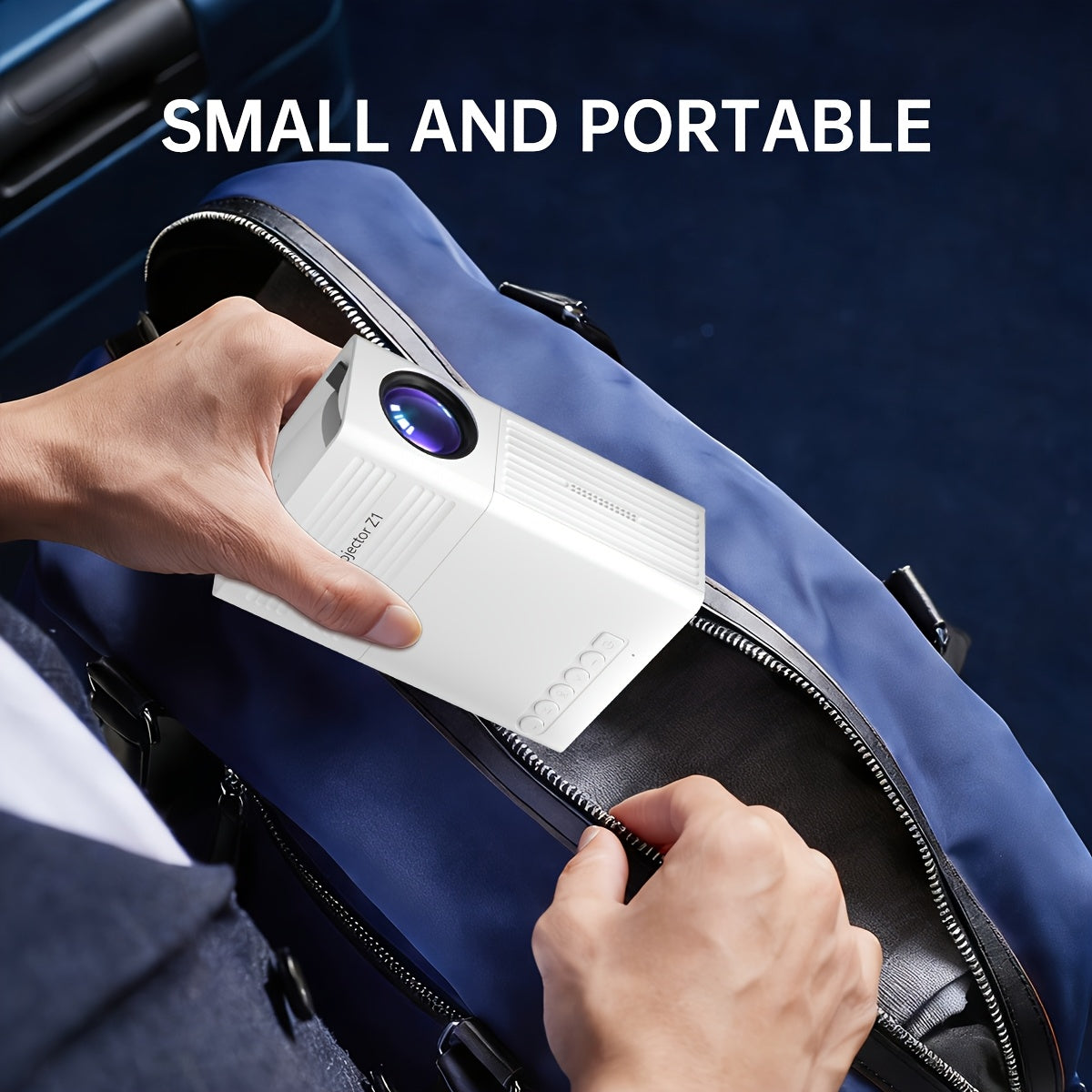 Portable Projector 1080P Supported 1280x720 Native Resolution USB Plug-and-Play Wireless Remote Control Modern Style Home Theater Bedroom Outdoor Movie Projector