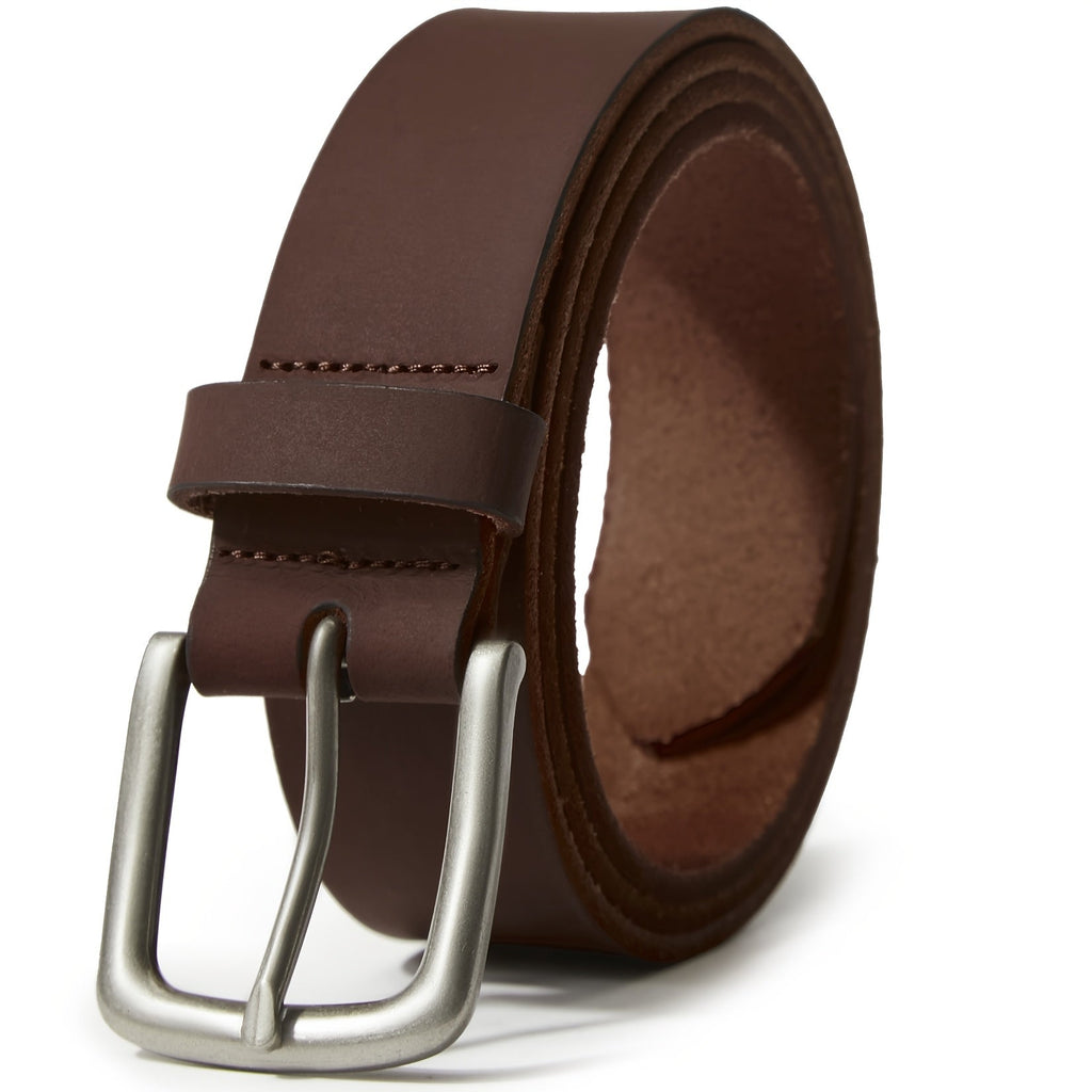 Men's Full Grain Leather Belt with Gift Box - Handmade Casual Everyday Jeans Belt with Stainless Steel Buckle, Durable Black & Brown Dress Belt for Men, Sizes 30-52, Perfect Gift for Him