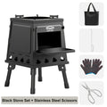 Portable Wood Burning Camp Stove with BBQ Scissors - Lightweight Outdoor Hiking Cookstove & Picnic Grill Set for Travel Camping