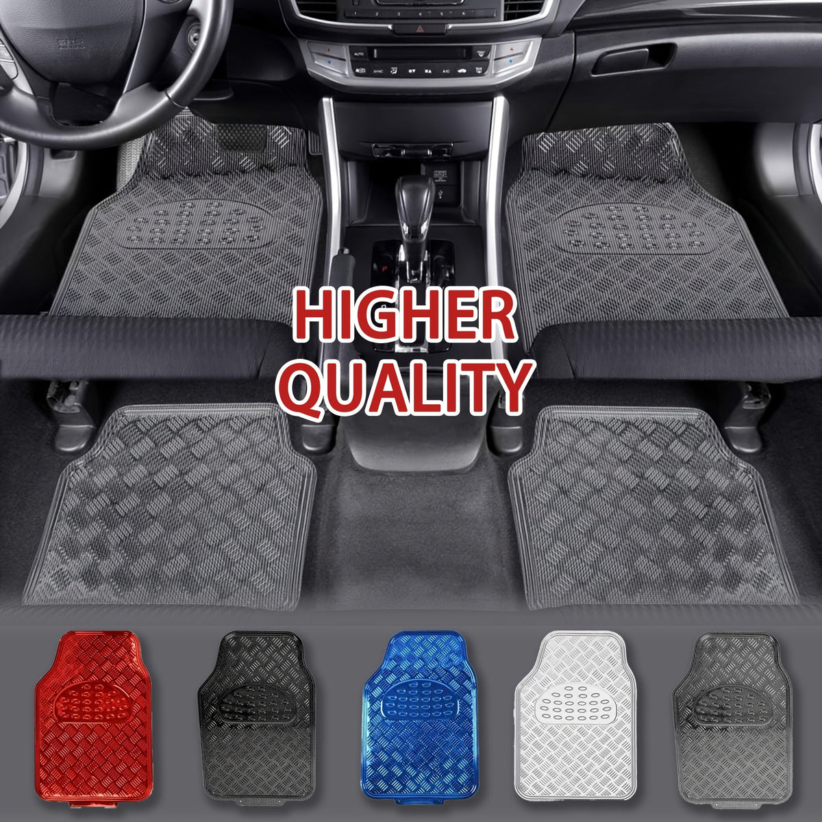 4-Piece Car Floor Mats Set Waterproof All-Weather Heavy Duty - Non-Slip Dustproof Easy Clean Universal Fit for SUV Truck Sedan, Full Coverage Interior Protection Mats in Multiple Colors